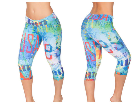 2721-1 Sports Yoga Capri Pants Color Printed