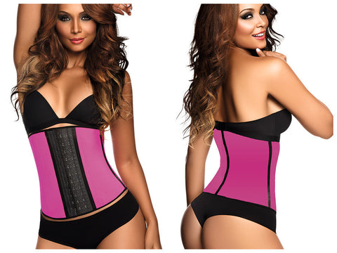 2023 Latex Sport Workout Waist Cincher Corset Color Fuchsia