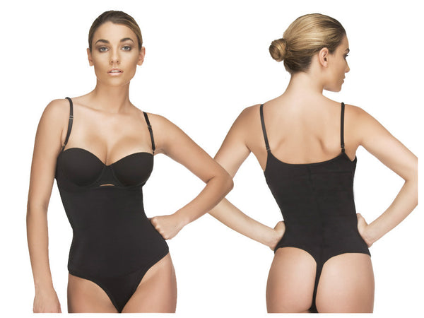 111 Evonne Underbust Bodysuit in Thong Color Black
