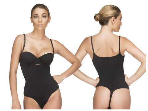 111 Evonne Underbust Bodysuit in Thong Color Black