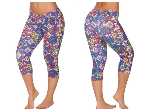 2736-1 Sports Yoga Capri Pants Color Printed