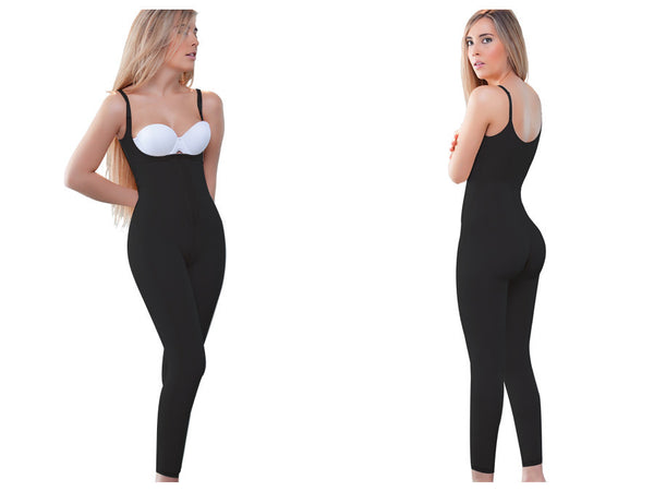 932 Ann Long Leg Body Shaper w/ Front Closure Color Black