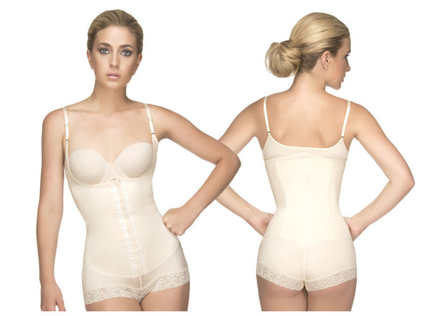136 Megane Open Bust Bodysuit w/ Lace Trim Color Nude